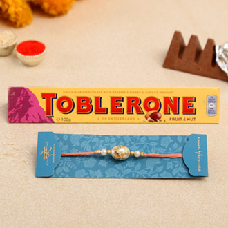 Japanese Stone Designer Rakhi And Toblerone Chocolate