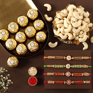 Sneh Meenakari Rakhis With Cashews & Chocolate Box - Send Rakhi to Singapore