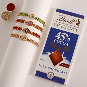 Sneh Meenakari Rakhi Set & Lindt Bar - Send Rakhi to Singapore