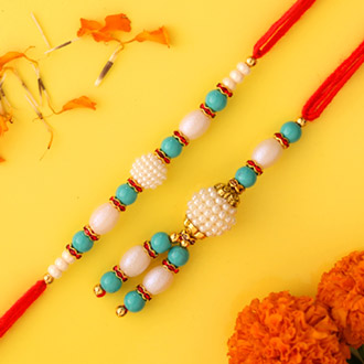 Blue Pearl And Lumba Rakhi Set - Singapore