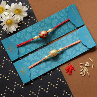 Peach Stone Rakhi & Japanese Red Stone Rakhi