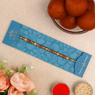 Pearl Beads Rakhi & Gulab Jamun Tin