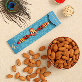 Ganesha And Rudraksha Rakhi With Healthy Almonds