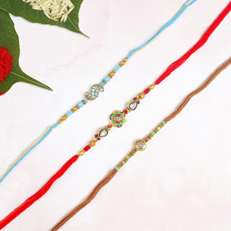 Glittering Designer Set of Three RakhisFor UK