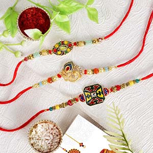 Set of Three Traditional Rakhis UK - Rakhi to London