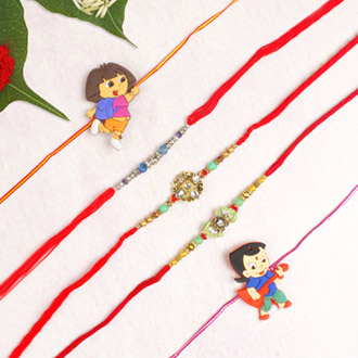 Sizzling Five Set of Rakhis For UK