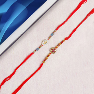 Pleasing Diamond Set of Two Rakhis For UK