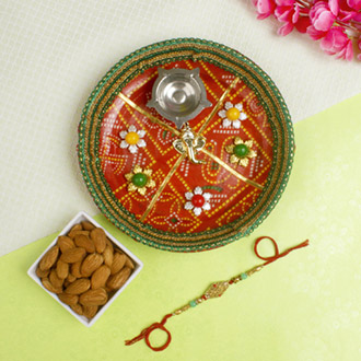 Amazing Aum Metallic Beads Rakhi Hamper For UK