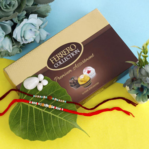 Traditional Rudraksha Rakhi Set with Chocolate Hamper