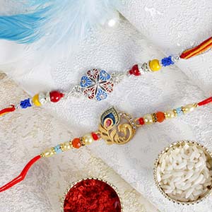 Statuesque Designer Two Set of Rakhis - Designer Rakhi to UK