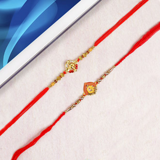 Om & Ganesha Set of Two Rakhi For UK