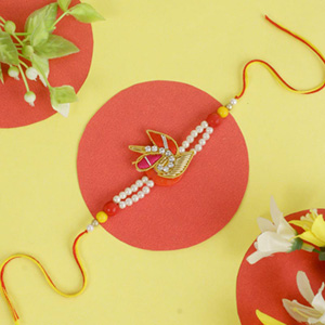 Lord Ganesha Golden Touch Rakhi  For UK
