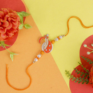 Zardosi Peacock on Stone Rakhi - Send Rakhi to UK