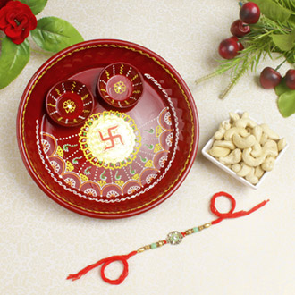 Fascinating Diamond Beads Rakhi with Dry Fruit For UK