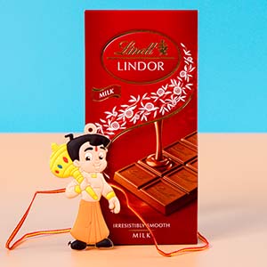 Kids Chota Bheem Rakhi with Chocolate Bar - Kids Rakhi Hampers to UK