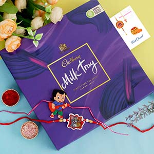 Two Cartoon Kids Rakhi with Chocolate - Rakhi with Cadbury Chocolate to UK