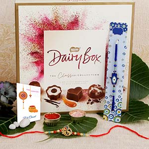 Hamsa Palm Hand Rakhi with Chocolates Hamper