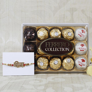 Veera Rakhi With Ferrero Rocher Hamper - Rakhi to London