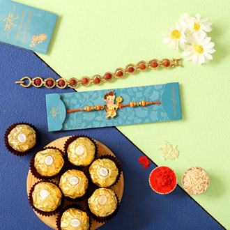 Rudraksha Rakhi & Kids Rakhi With Ferrero Chocolate
