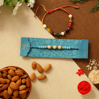 Set Of 2 Ethnic Pearl Rakhis & Almonds