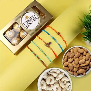 Beauteous 5 Rakhi Set Hamper