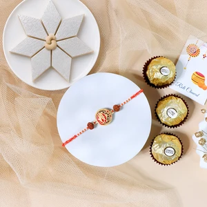 Ganesha Rakhi Kaju Katli & Ferrero Combo