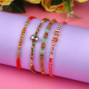 Graceful Set of 4 Rakhi For UK