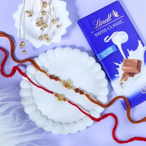 Aum & Trishul Rakhi Lindt Gift Set