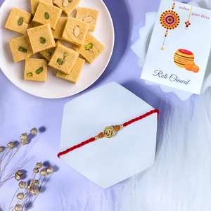 Aum Divine Rakhi with Soan Papdi