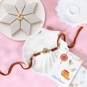 Sacred Trishul Rakhi with Kaju Katli Sweet