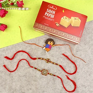 Rakhi Set of 3 with Sweet For UK
