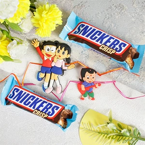 Funny Kids Rakhi with Snicker Chocolates