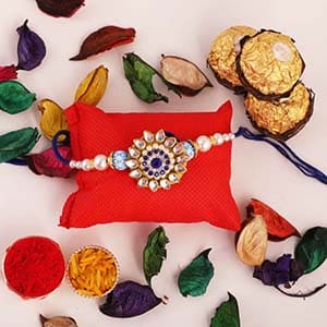 Good Looks Rakhi and Ferrero Rocher - Flower Rakhi to USA