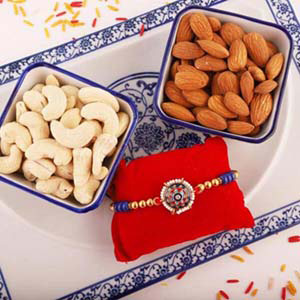 Cashew Almond with Colorful Rakhi to USA