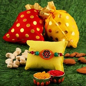 USA Pebble Rakhi with Nuts - Zari Rakhi to USA