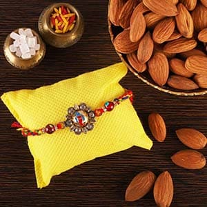 USA Ganesha Studded Rakhi and Almond - Rakhi with Dry Fruits to USA