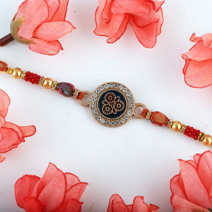 Three Flower Print Rakhi to USA - Silver Rakhi to USA