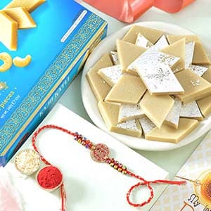 Mesmerising Rakhi with Kaju Katli - Foodie Rakhi to USA