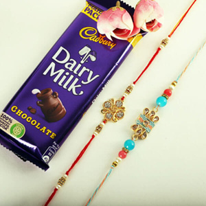 Delicate Rakhis and Cadbury Bar - Rakhi to Chicago