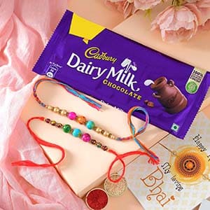 Set of 2 Vibrant Beed Rakhi with Dairy Milk - USA