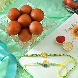 Gulabi Rakhi Combo - Foodie Rakhi to USA