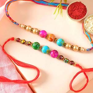 Set of 2 Colourful Beads Rakhi -For Brother in USA