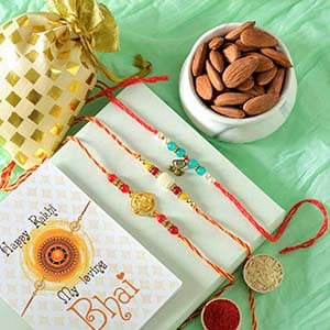 Beloved Trio with Almond - Set of 3 Rakhi to USA