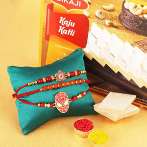 Rakhi Pair and Spiderman with Kaju Katli