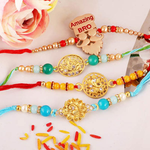 Set of Four Glistening Rakhi to USA