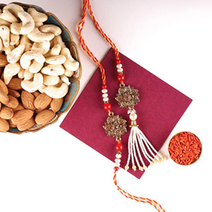 Alluring Bhaiya Bhabhi Rakhi Combo - Bhaiya Bhabhi Rakhi to USA