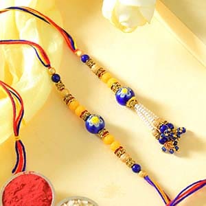 Indigo Bhaiya Bhabhi Rakhi Set - Mauli Rakhi to USA