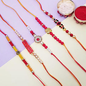 5 Colorful Rakhi Set