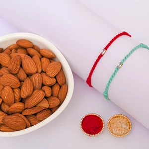Crystal Rakhi Duo with Premium Almonds-Send Rakhi to Boise