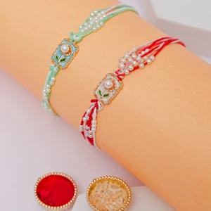 Floral Pearl Designer Rakhi Set of 2-Send Rakhi to Boise